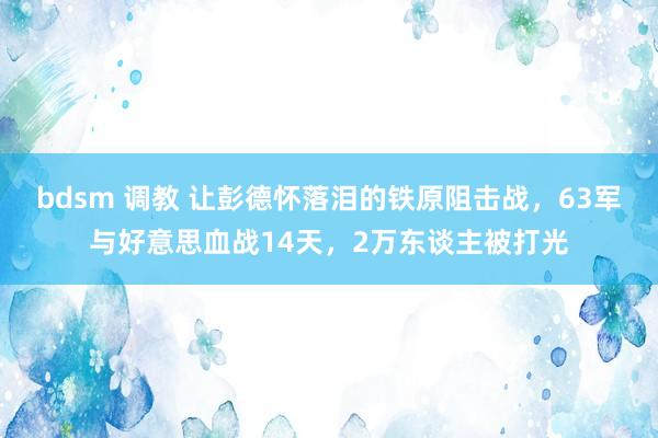 bdsm 调教 让彭德怀落泪的铁原阻击战，63军与好意思血战14天，2万东谈主被打光